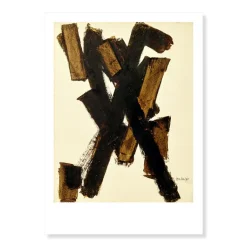 Boutiques de musées Affiches Et Reproductions-Affiche Pierre Soulages - Brou de noix sur papier marouflé sur toile, 1950 - 50x70 cm