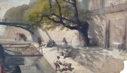 Boutiques de musées Panneaux Aluminium|Toiles Sur Châssis-Album des vues de Paris, la berge sous le pont des Beaux-Arts (panneaux aluminium)