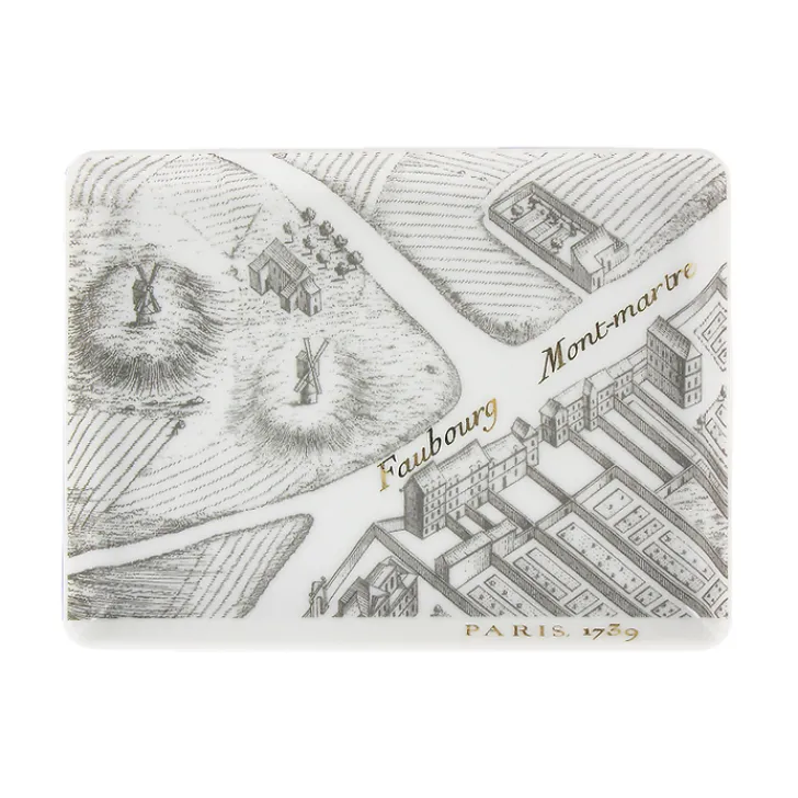 Hot Boutiques de musées Assiette rectangulaire "Plan de Turgot" - Or, Porcelaine