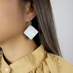 Boutiques de musées Boucles D'Oreilles-Boucles d'oreilles Carrés en nacre blanche - L'Indochineur