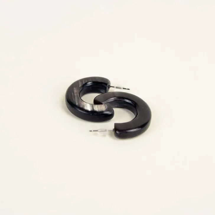 Boutiques de musées Boucles D'Oreilles-Boucles d'oreilles créoles épaisses en corne marbrée