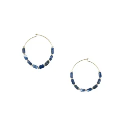 Boutiques de musées Boucles D'Oreilles-Boucles d'oreilles créoles Antiques avec pierres bleues