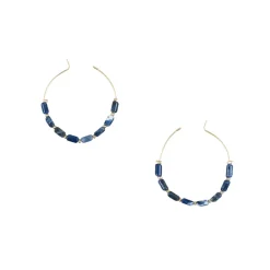 Boutiques de musées Boucles D'Oreilles-Boucles d'oreilles créoles Antiques avec pierres bleues
