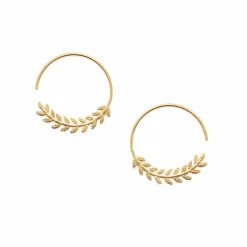 Sale Boutiques de musées Boucles d'oreilles Créoles Feuilles de laurier Plaqué or