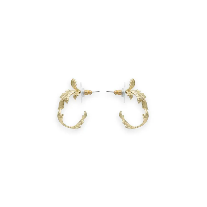 Discount Boutiques de musées Boucles d'oreilles créoles dorées feuilles d'acanthe - Les Néréides