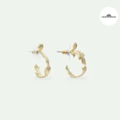 Discount Boutiques de musées Boucles d'oreilles créoles dorées feuilles d'acanthe - Les Néréides