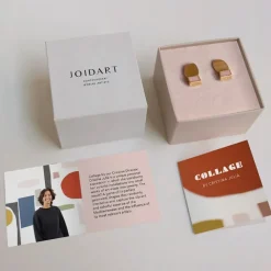 Discount Boutiques de musées Boucles d'oreilles dorées Collage mauve - Joidart