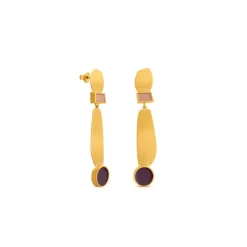 Boutiques de musées Boucles D'Oreilles-Boucles d'oreilles dorées collage lila - Joidart