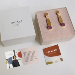 Boutiques de musées Boucles D'Oreilles-Boucles d'oreilles dorées collage lila - Joidart