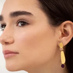 Boutiques de musées Boucles D'Oreilles-Boucles d'oreilles dorées collage lila - Joidart