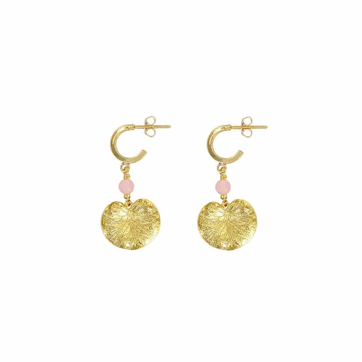 Boutiques de musées Boucles D'Oreilles-Boucles d'oreilles Nymphéa Perle de quartz rose - Les Cleias