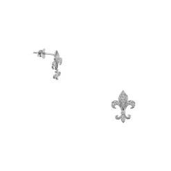 Hot Boutiques de musées Boucles d'oreilles puces Fleur de Lys strass - Oreilles percées