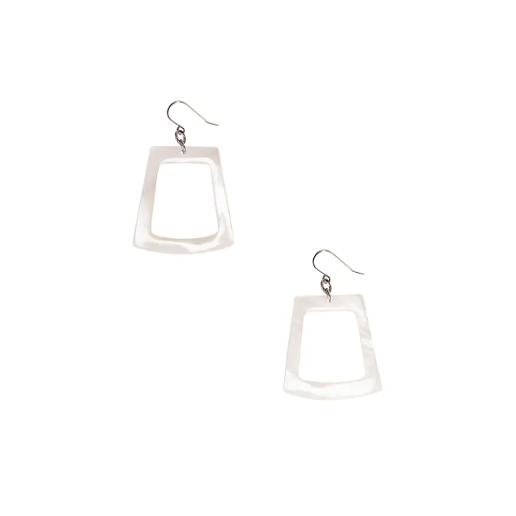 Outlet Boutiques de musées Boucles d'oreilles Trapèze en nacre blanche - L'Indochineur