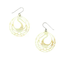 Boutiques de musées Boucles D'Oreilles-Boucles d'oreilles Tsuba héron Corne noire