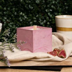 Best Boutiques de musées Bougie Cube - Béton Rose - Fleur de coton
