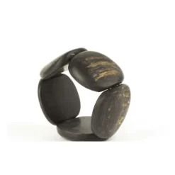 Best Boutiques de musées Bracelet articulé Galets en corne noire mate