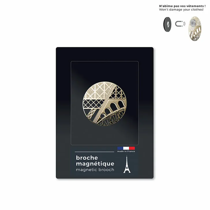 Boutiques de musées Broches-Broche magnétique Tour Eiffel Architecturale dorée - tout simplement,