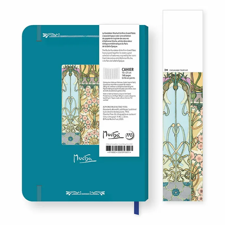 Boutiques de musées Cahiers Et Carnets-Cahier à élastique Alphonse Mucha - Documents décoratifs bleus (Planche n°30)