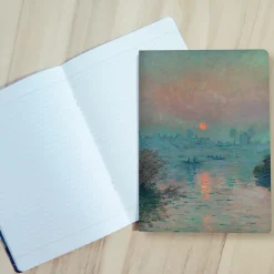 Boutiques de musées Cahiers Et Carnets-Cahier Claude Monet - Soleil couchant sur la Seine à Lavacourt, effet d'hiver, 1880