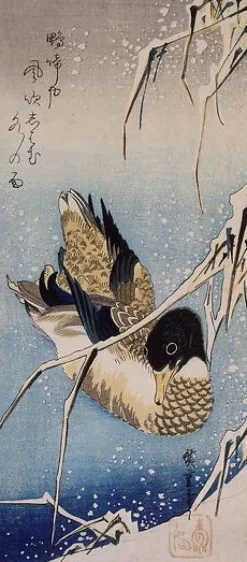 Boutiques de musées Toiles Sur Châssis|Toiles Sans Cadre-Canard et roseaux sous la neige (toiles sur châssis)