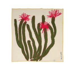 Online Boutiques de musées Carré de soie Cactus Beige 60x60cm - Mii
