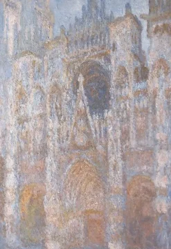 Hot Boutiques de musées Cathédrale de Rouen, le portail, soleil matinal harmonie bleue (toiles sur châssis)