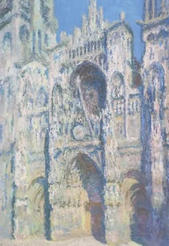 Boutiques de musées Affiches D'Art Encadrées-Cathédrale de Rouen, le portail et la tour Saint Romain, plein soleil, harmonie bleue et or (affiches d'art encadrées)