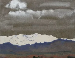 Online Boutiques de musées Chaîne de montagnes enneigées le soir (affiches d'art encadrées)