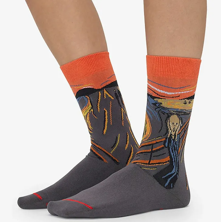 Online Boutiques de musées Chaussettes Edvard Munch - Le Cri - Orange