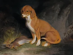 Hot Boutiques de musées Chien gardant un lapin mort (panneaux aluminium)