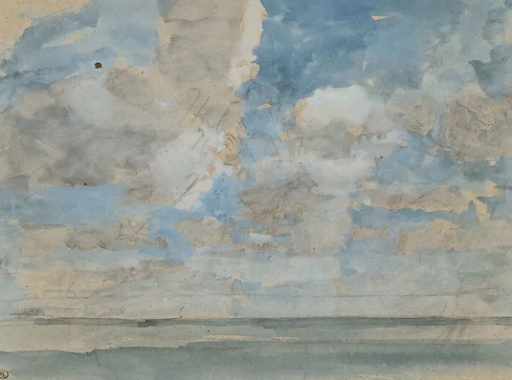 Boutiques de musées Panneaux Aluminium|Toiles Sur Châssis-Ciel nuageux au-dessus d'une mer calme (panneaux aluminium)