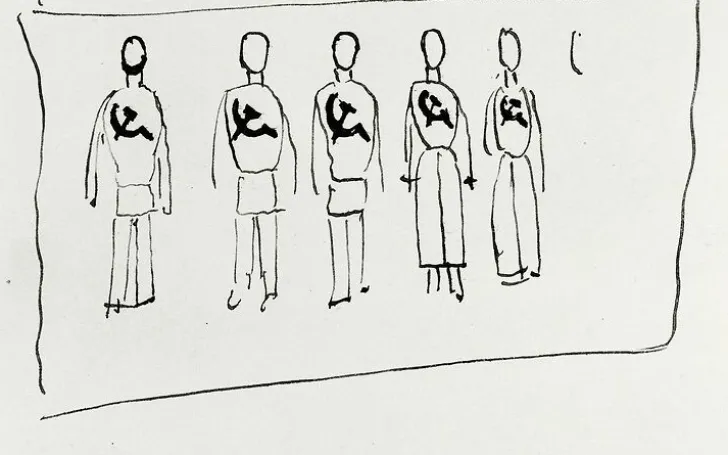 Clearance Boutiques de musées Cinq personnages à la faucille et au marteau (panneaux aluminium)