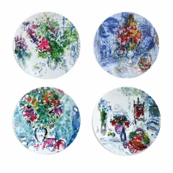 Boutiques de musées Art De La Table-Coffret de 4 assiettes 21cm Marc Chagall - Les bouquets de fleurs - Bernardaud