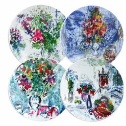 Boutiques de musées Art De La Table-Coffret de 4 assiettes 21cm Marc Chagall - Les bouquets de fleurs - Bernardaud