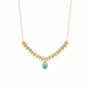 Boutiques de musées Colliers Et Pendentifs-Collier Feuilles de laurier, plaqué or et aventurine