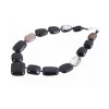 Boutiques de musées Colliers Et Pendentifs-Collier Galets en corne noire et marbrée