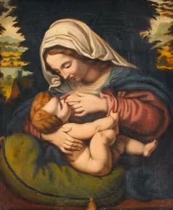 Boutiques de musées Panneaux Acryliques|Toiles Encadrées-Copie de La Vierge au coussin vert (panneaux acryliques)