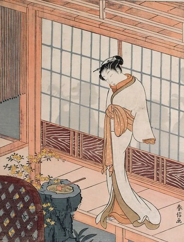 Boutiques de musées Panneaux Aluminium|Panneaux Acryliques-Courtisane sur l'engawa (panneaux aluminium)