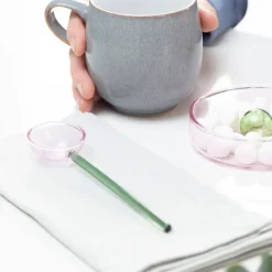 Outlet Boutiques de musées Cuillère en verre Rose / vert