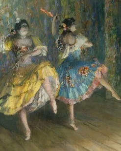 Outlet Boutiques de musées Deux danseuses espagnoles, sur scène, jouant des castagnettes (panneaux acryliques)