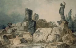 Best Boutiques de musées Deux jeunes femmes dessinant dans un site de ruines antiques (affiches d'art)