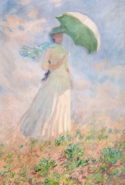 Boutiques de musées Essai de figure en plein air: femme à l'ombrelle tournée vers la droite (affiches d'art)