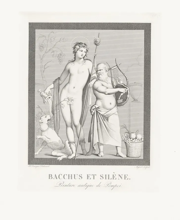 Boutiques de musées Nu-Estampe Bacchus et Silène, peinture antique de Pompeï - Boucher-Desnoyer