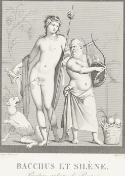 Boutiques de musées Nu-Estampe Bacchus et Silène, peinture antique de Pompeï - Boucher-Desnoyer