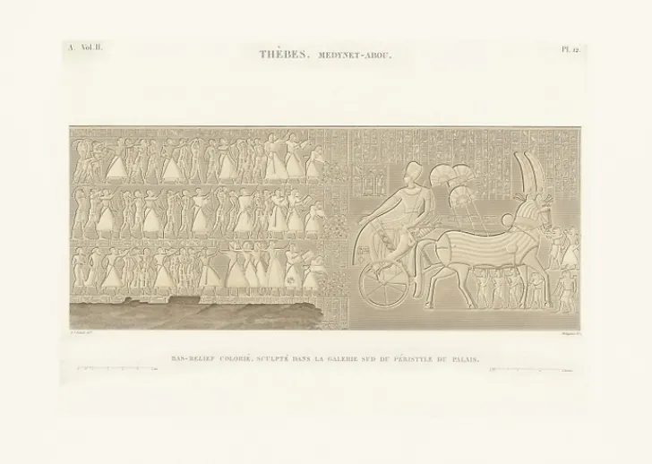 Boutiques de musées Description De L'Égypte-Estampe Bas-relief sculpté, péristyle du palais, Medinet-Abou