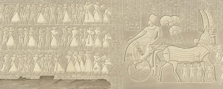 Boutiques de musées Description De L'Égypte-Estampe Bas-relief sculpté, péristyle du palais, Medinet-Abou