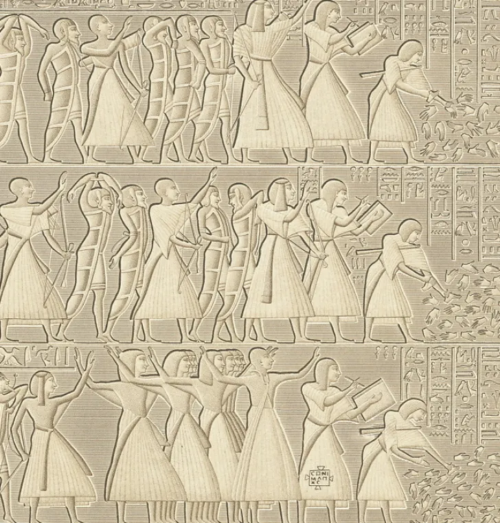 Boutiques de musées Description De L'Égypte-Estampe Bas-relief sculpté, péristyle du palais, Medinet-Abou