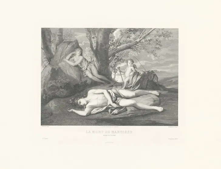 Discount Boutiques de musées Estampe Écho et Narcisse ou la mort de Narcisse - Nicolas Poussin