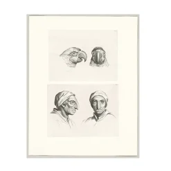 Outlet Boutiques de musées Estampe Deux têtes de perroquets et deux têtes d'hommes