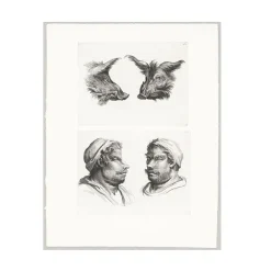 Boutiques de musées Dessins-Estampe Deux têtes de sanglier et deux têtes d'hommes